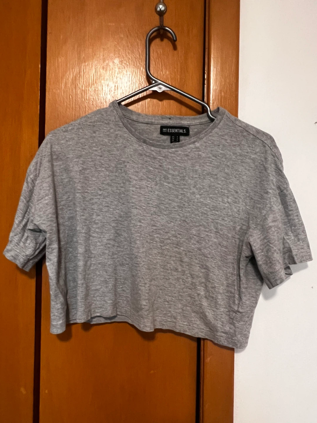 Grey Cropped T-Shirt - ESSENTIALS