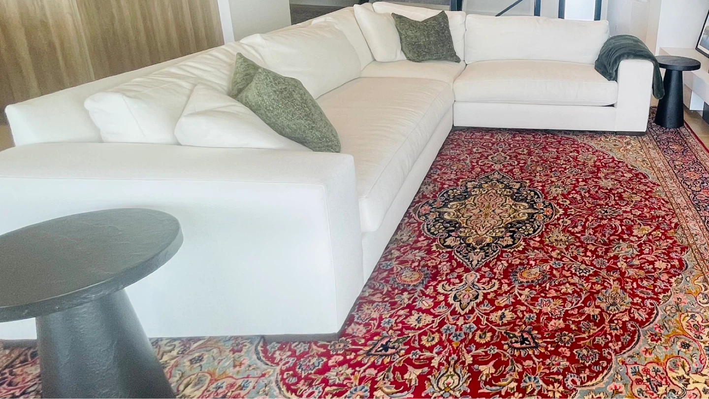 White Sectional Sofa with Pillows