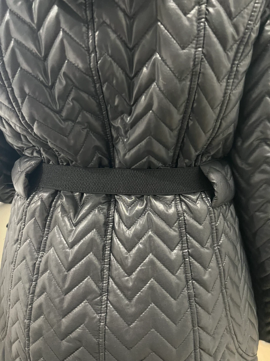 Black Quilted Hooded Long Coat - photo 5