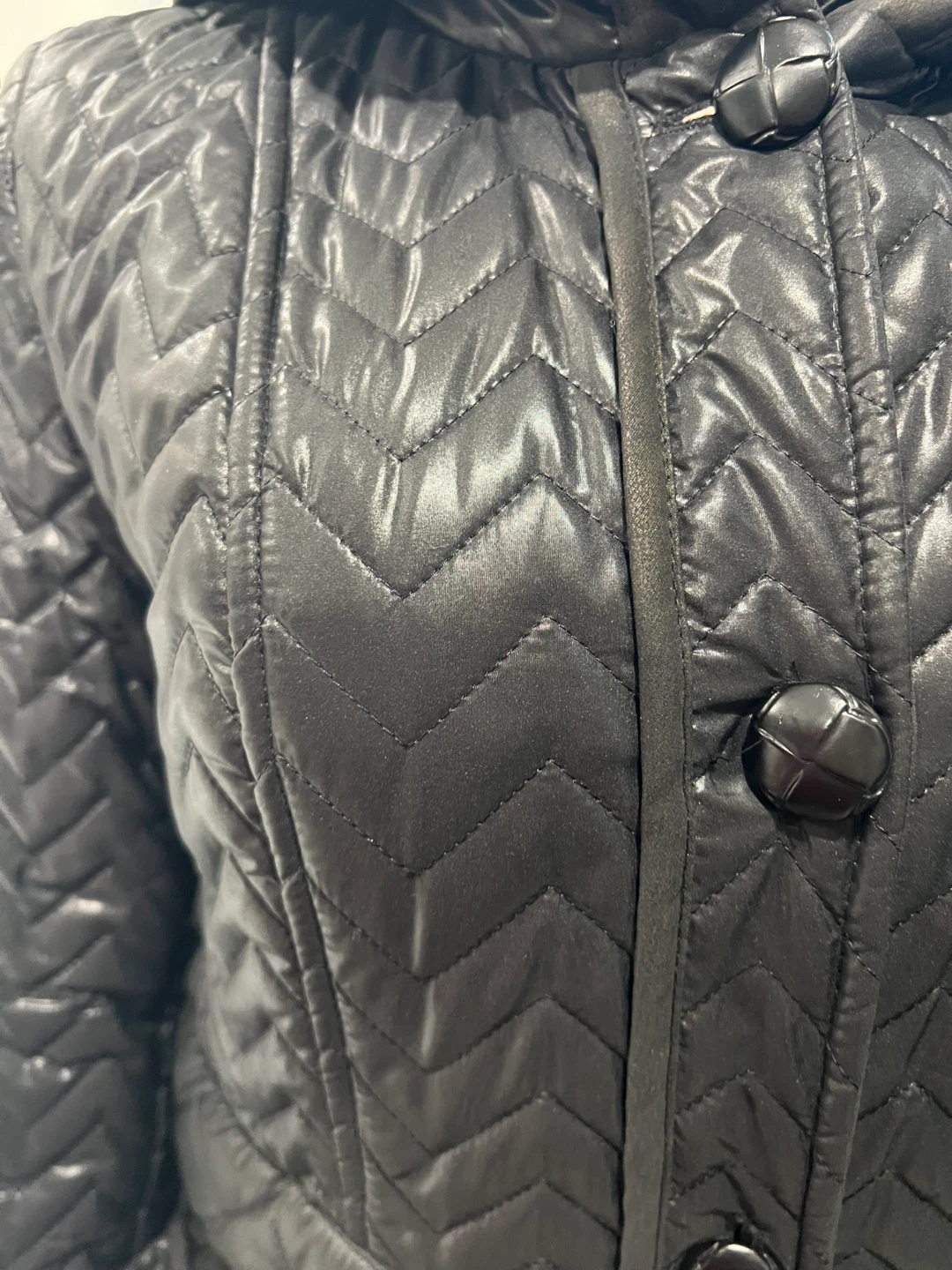 Black Quilted Hooded Long Coat - photo 2