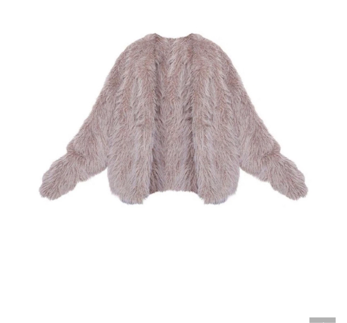 Pretty Little Thing Plus Stone Shaggy Faux Fur Coat