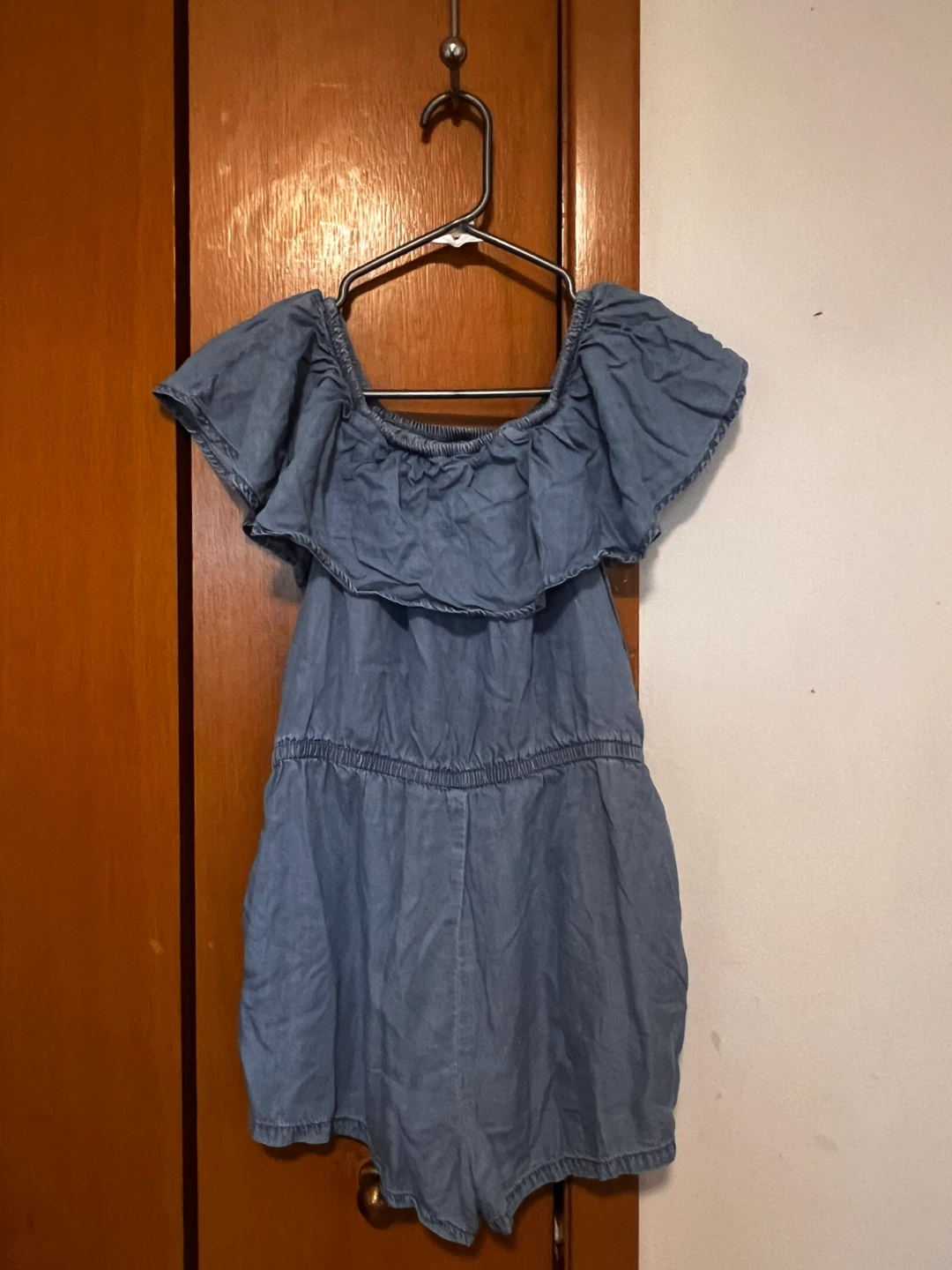 Denim Off-the-Shoulder Romper - photo 2
