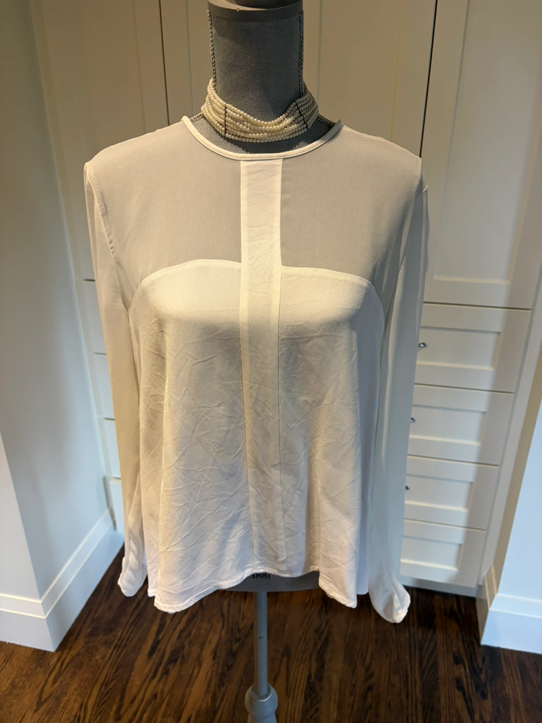 White Sheer Long Sleeve Blouse