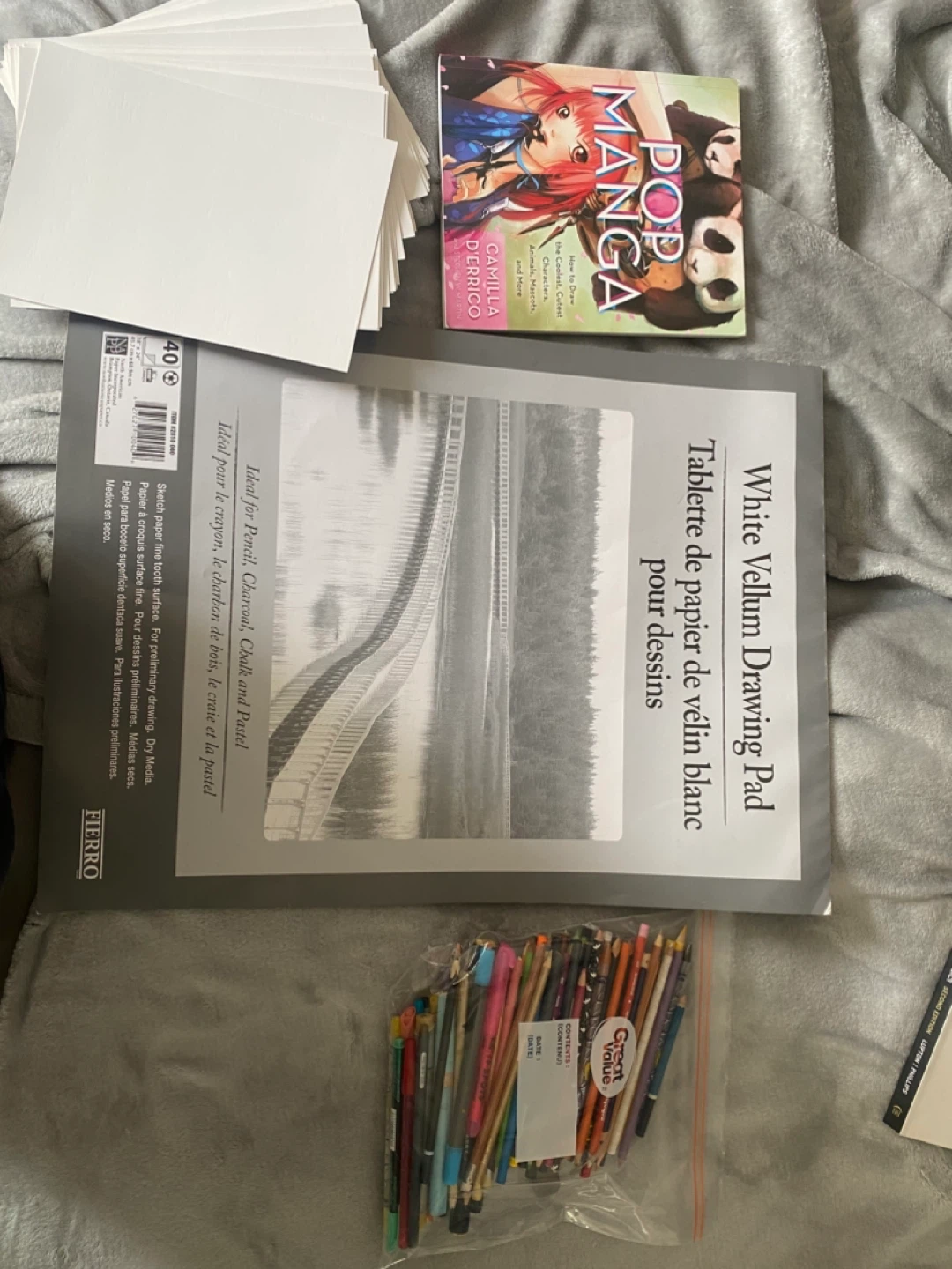 Drawing Supplies Bundle: Pencils, Pens, and Drawing Pad