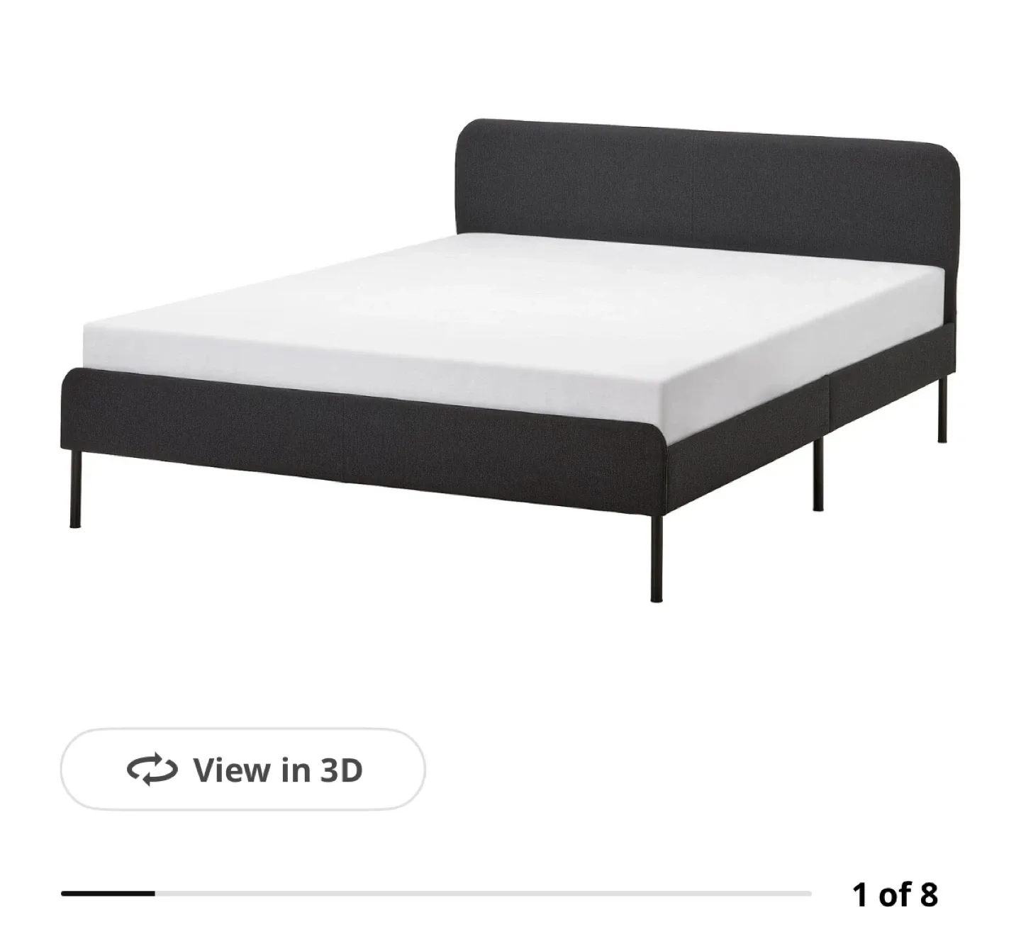 IKEA SLATTUM Upholstered Bed Frame - Dark Gray, Full