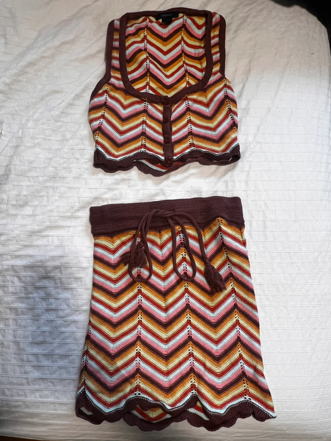 Forever 21 Chevron Knit Tank Top & Skirt Set