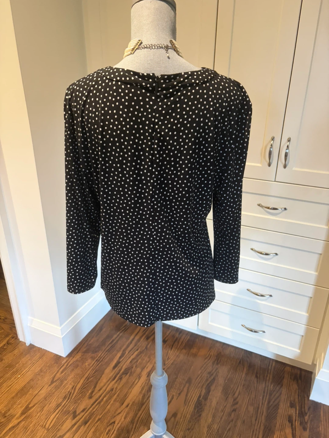 Lagerfeld Black and White Polka Dot Long Sleeve Top - photo 2