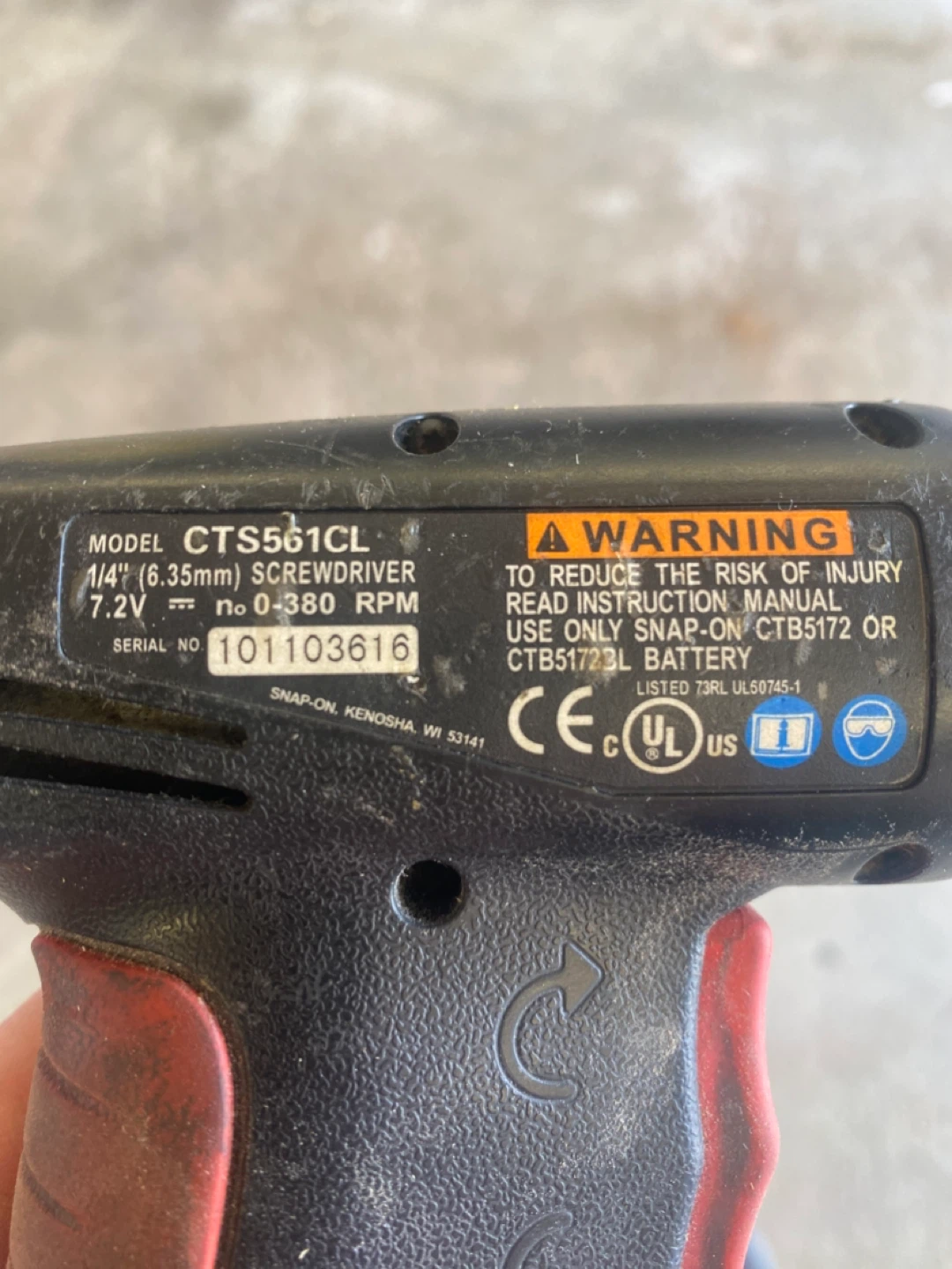 Snap-on CTS561CL 1/4" Cordless Screwdriver - photo 2
