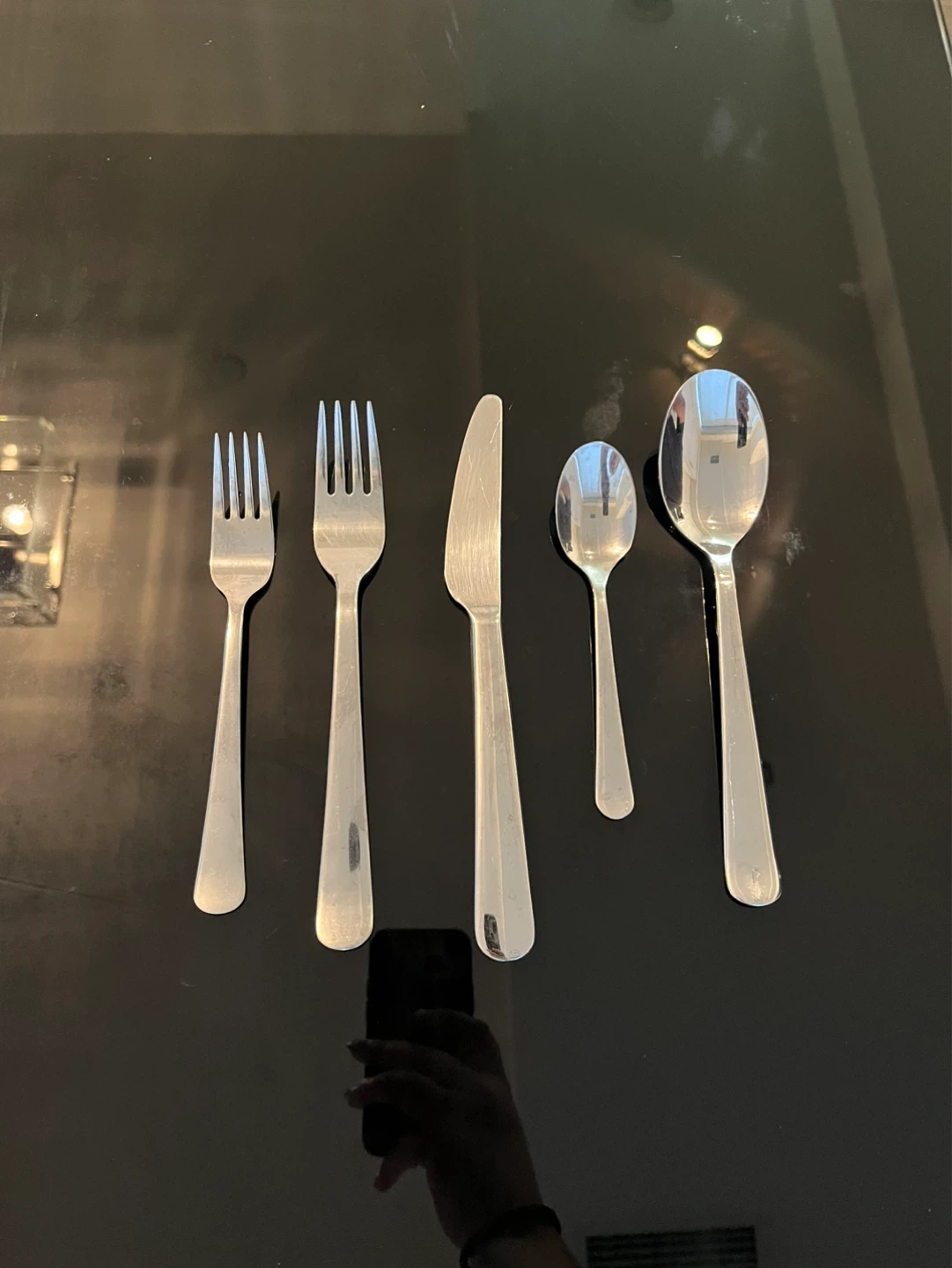 Set of 5 Stainless Steel Cutlery - 2 Forks, 1 Knife, 2 Spoons