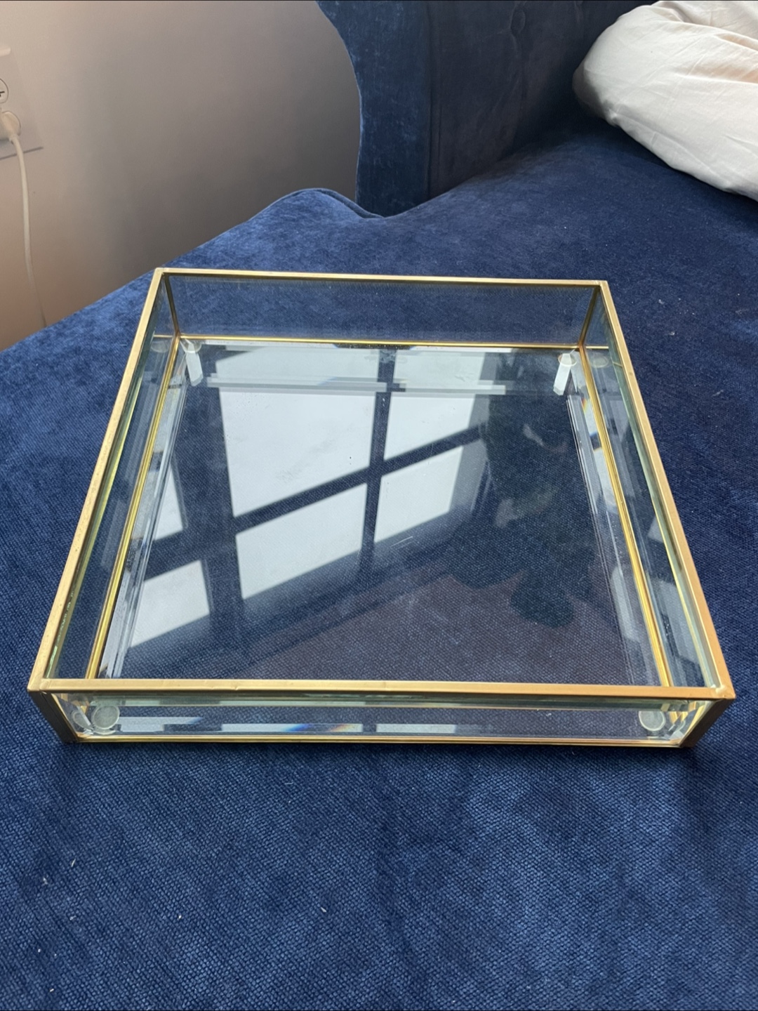 CB2 Glass bevel and Brass Tray - photo 2
