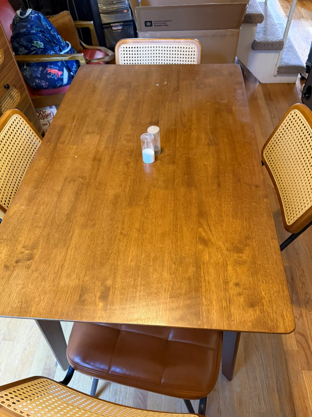 Wooden Dining Table with Rattan Chairs - photo 2