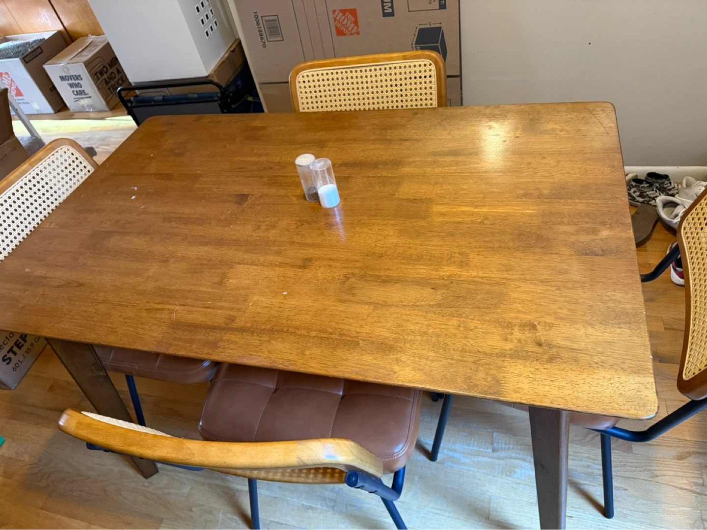 Wooden Dining Table with Rattan Chairs - photo 3