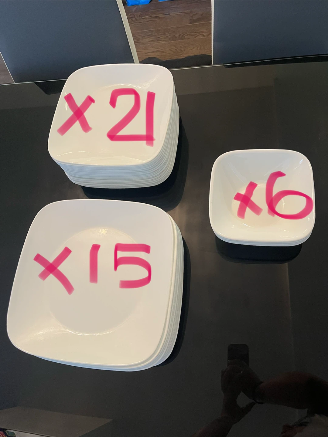 White Square Dinner Plates and Bowls Set - photo 2