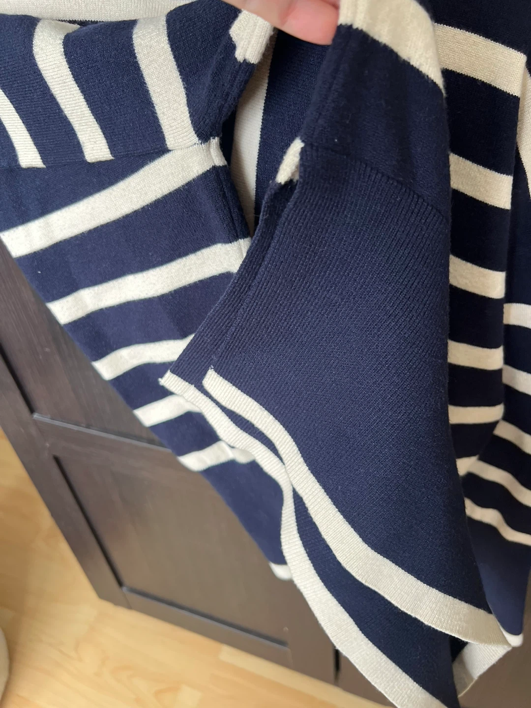 Navy and Cream Striped Turtleneck Sweater - Size M - photo 3