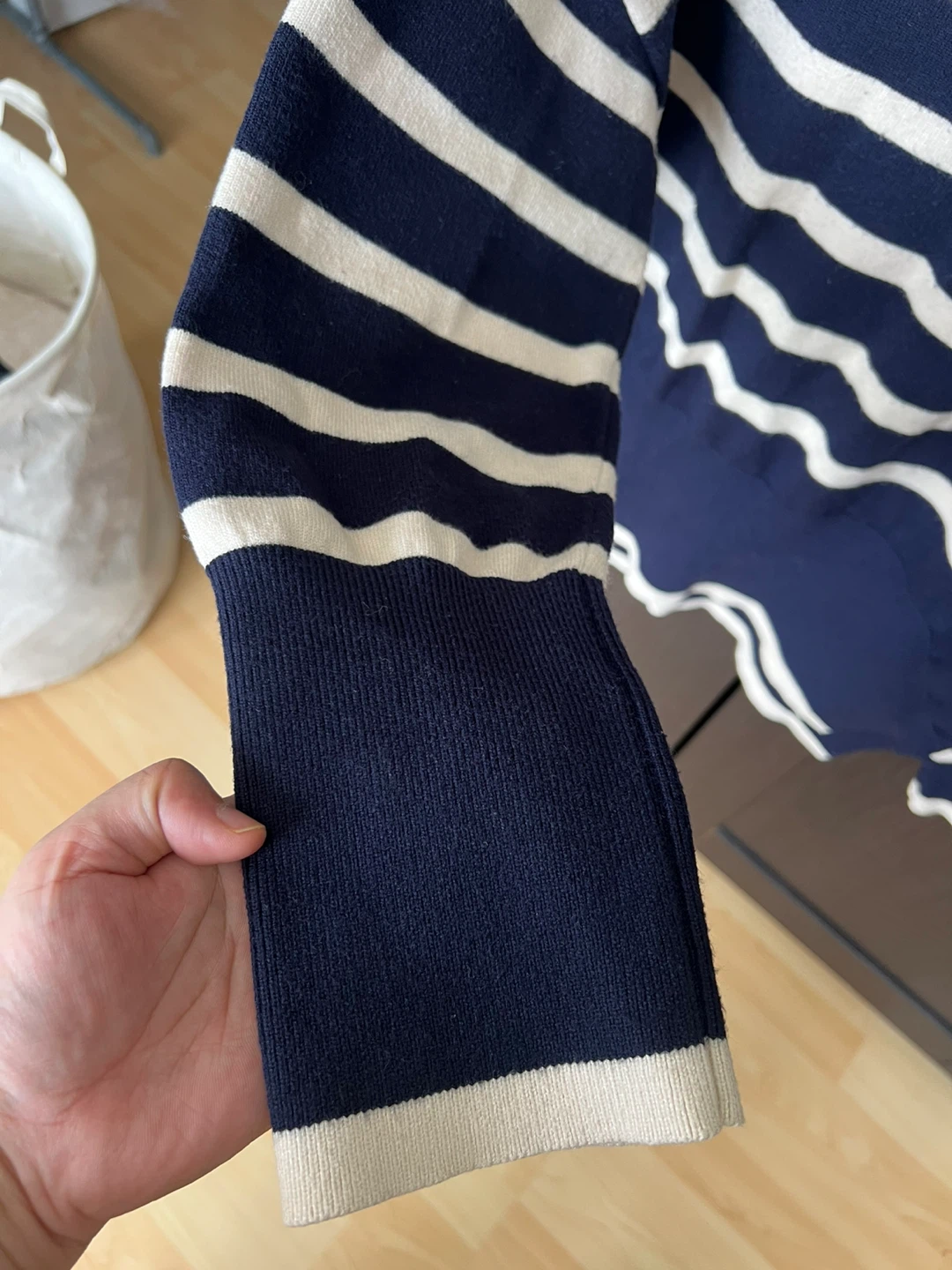 Navy and Cream Striped Turtleneck Sweater - Size M - photo 2