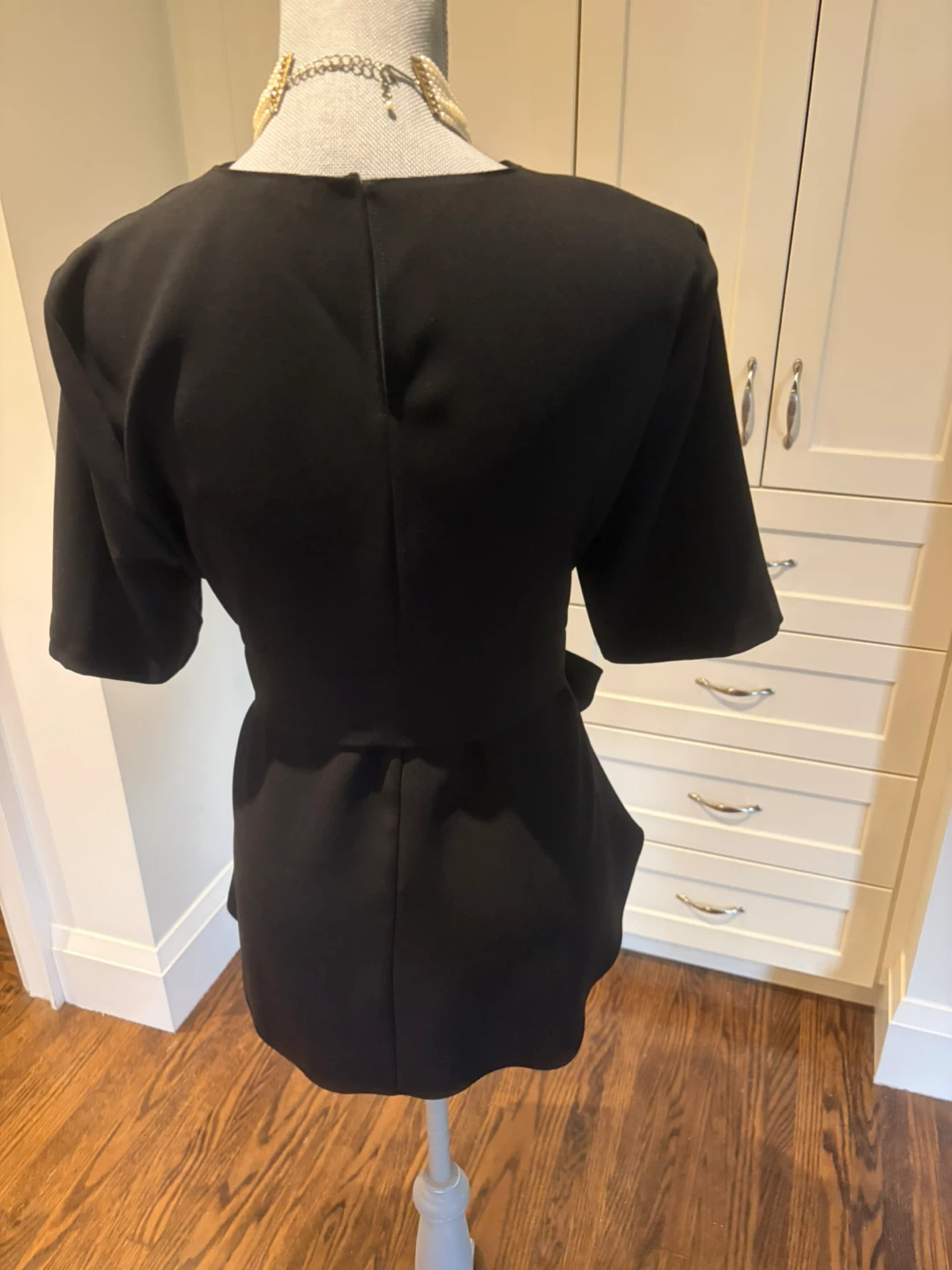 Black Peplum Top with Tie Waist - photo 2