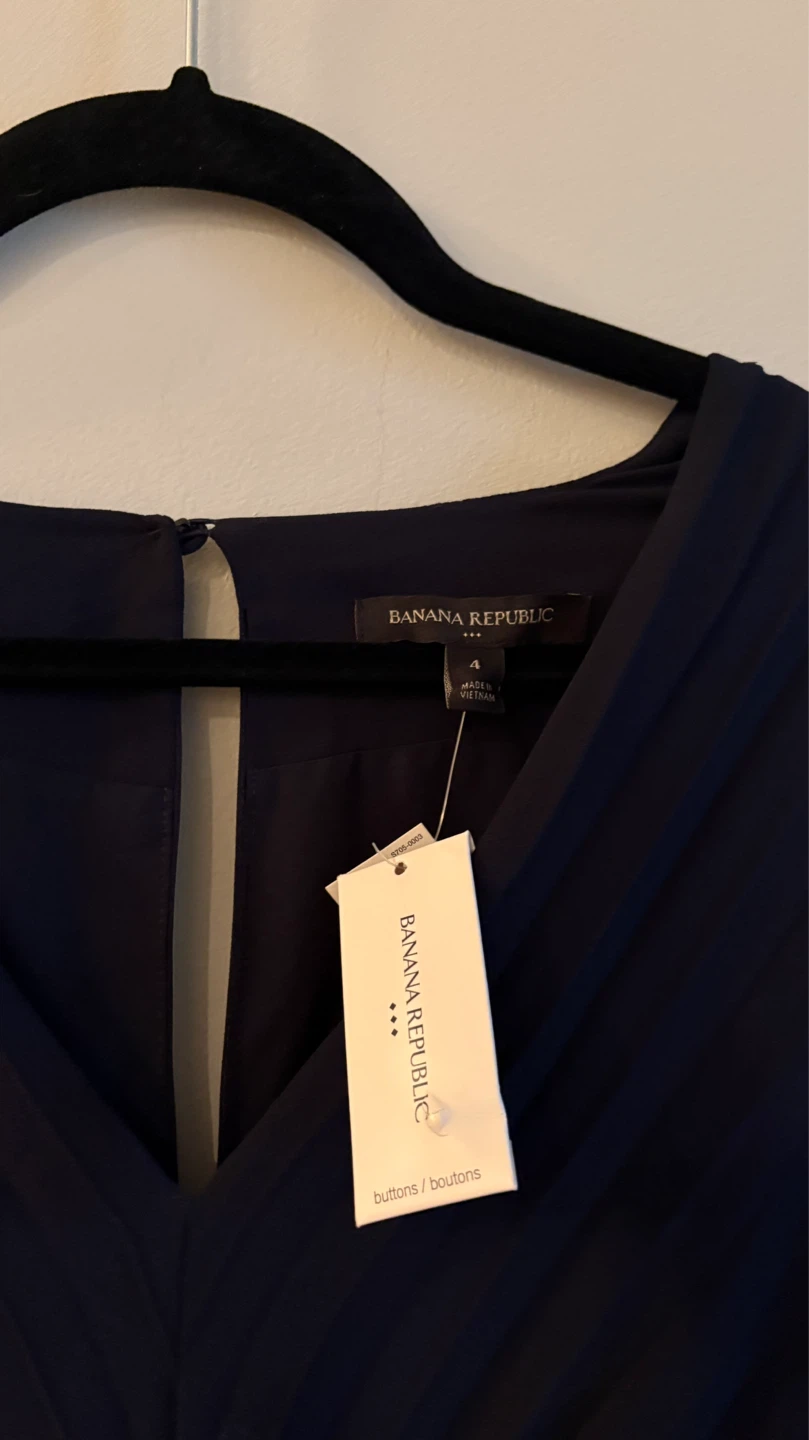 Banana Republic Navy Pleated Midi Dress Size 4 - photo 5