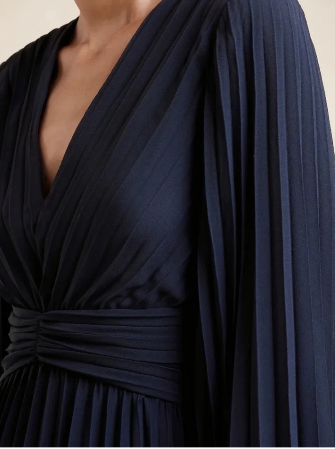 Banana Republic Navy Pleated Midi Dress Size 4 - photo 3