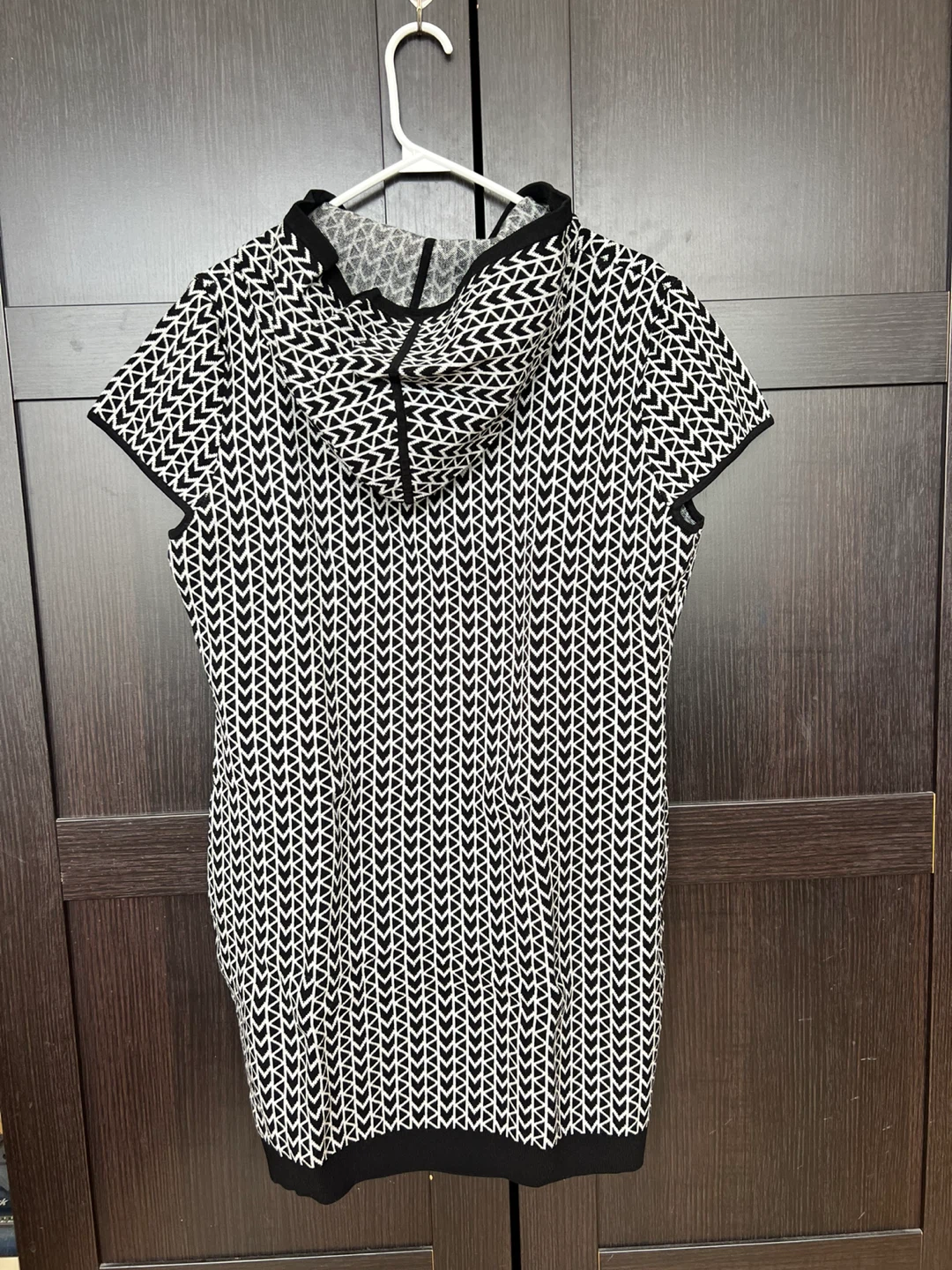 Michael Kors Knit Hooded Dress XL/TG Black White Pattern - photo 3