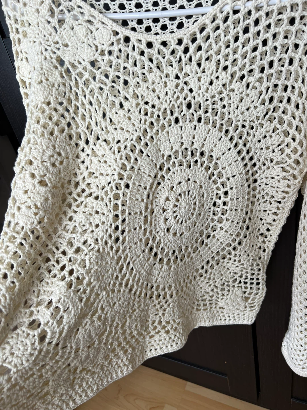 Cream Crochet Long Sleeve Top - photo 2
