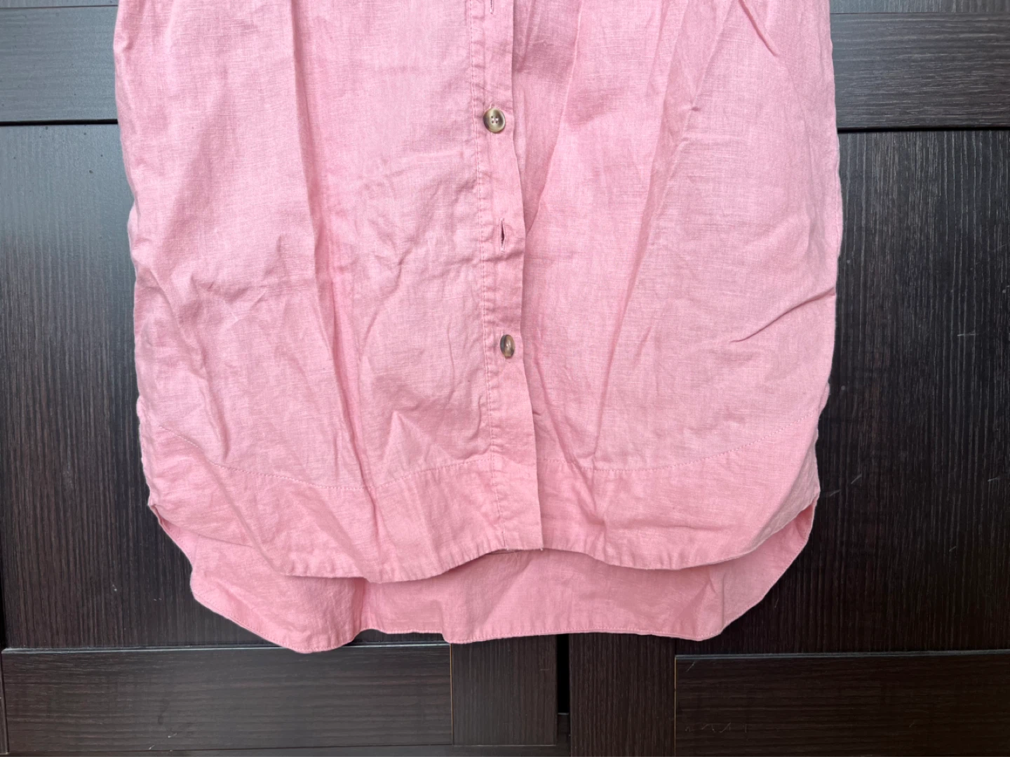 Pink Linen Blend Button-Up Shirt Dress - photo 2