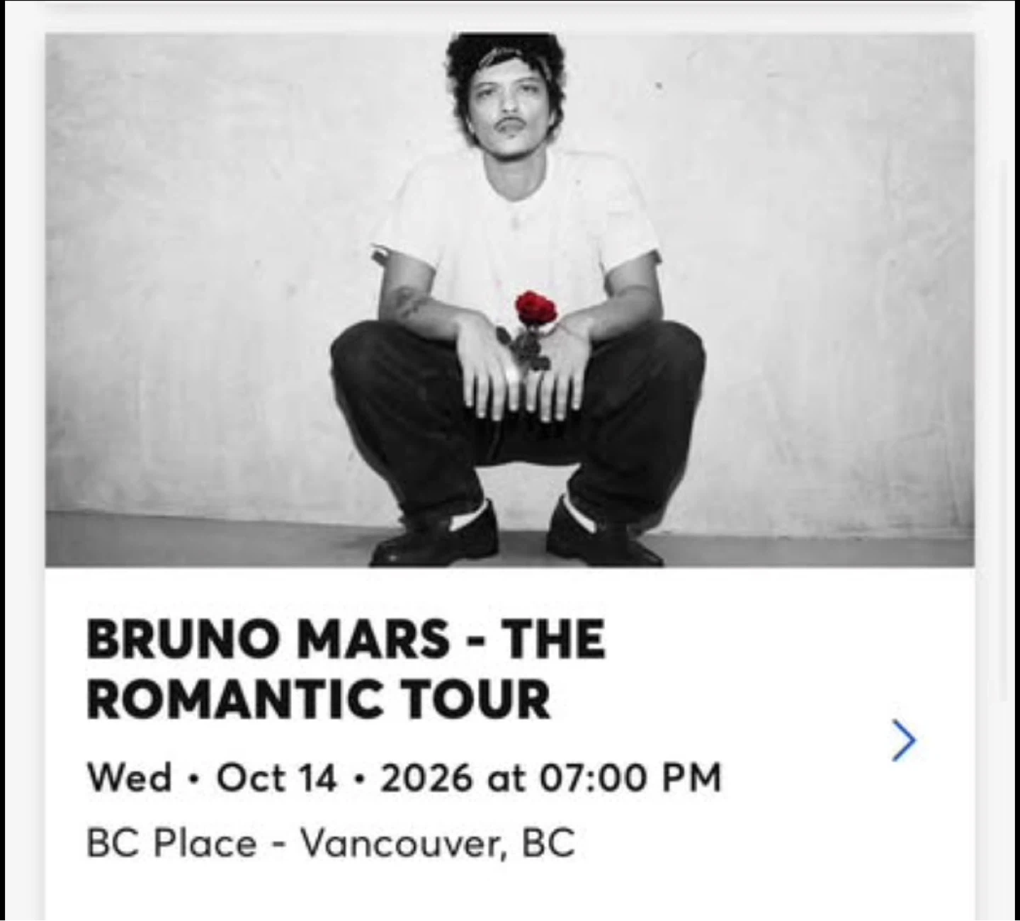 Bruno Mars tickets for opening night Oct 14