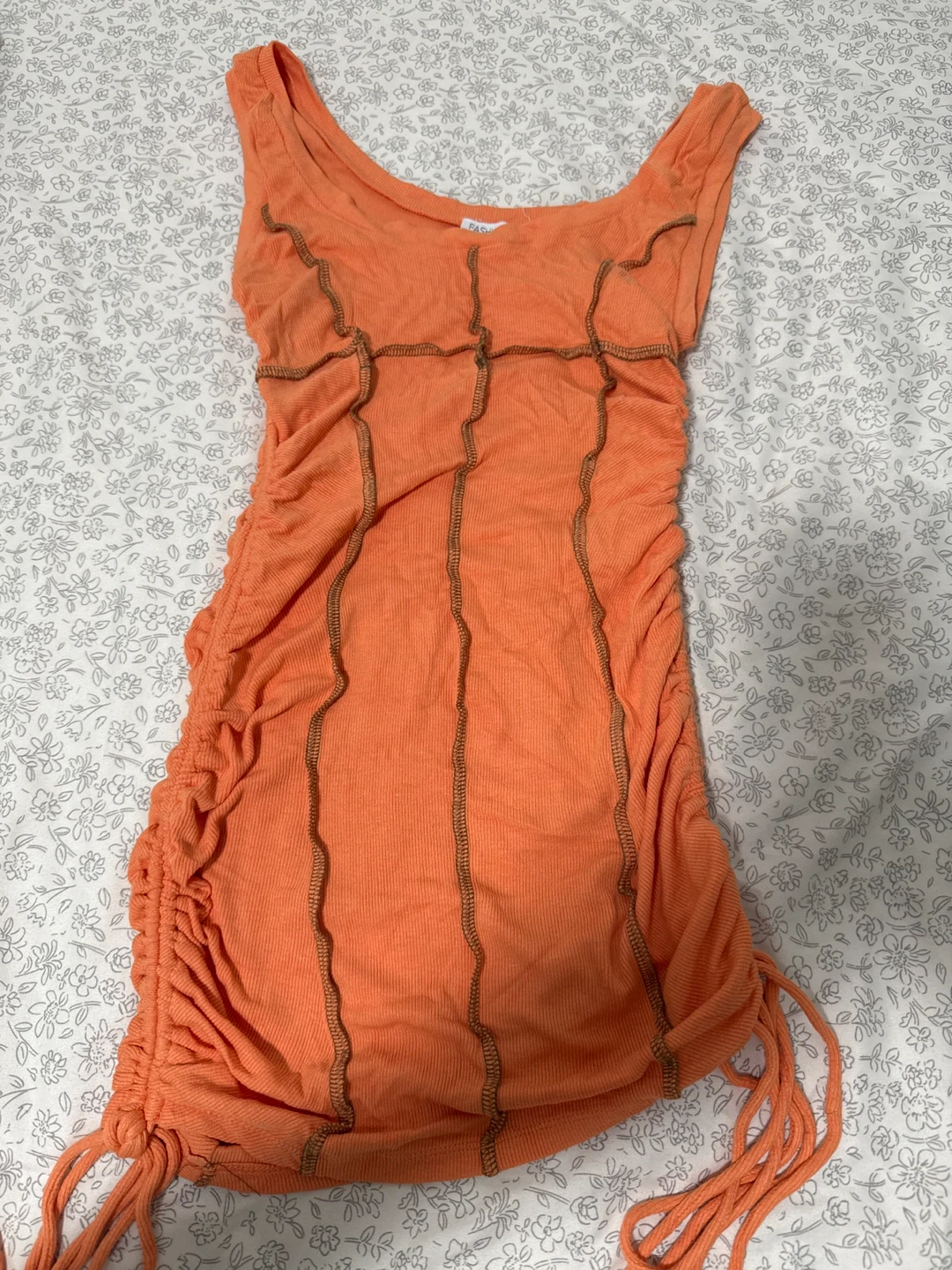 Orange Ruched Tank Top