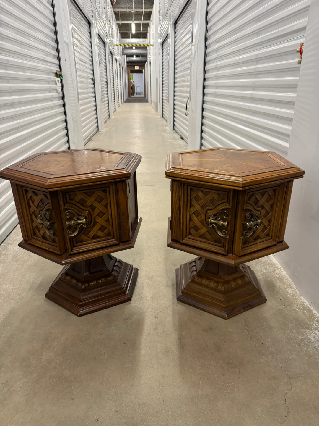 Vintage Hexagonal Side Tables - Pair