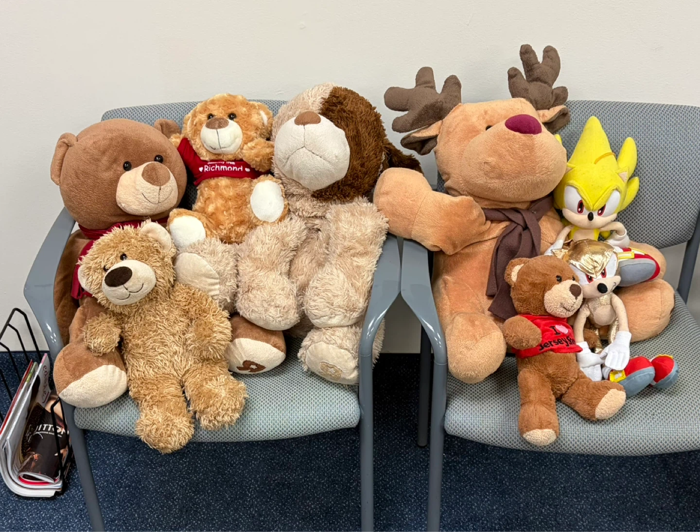 Assorted Stuffed Animals - Bears, Reindeer, Sonic