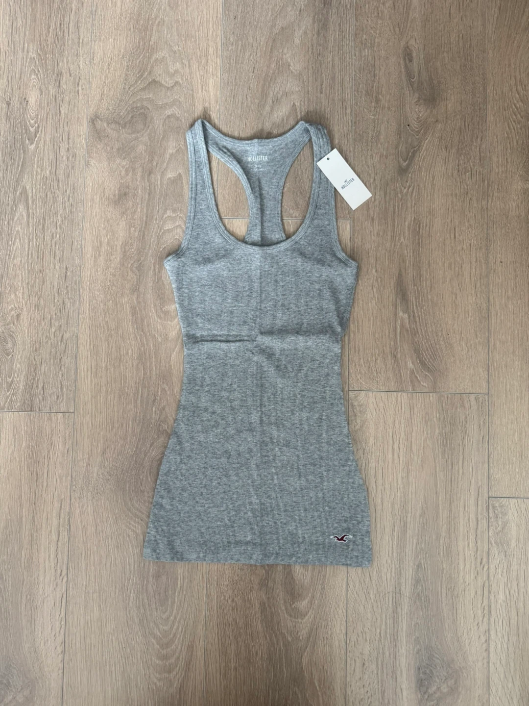 Hollister Grey Ribbed Racerback Tank Top New