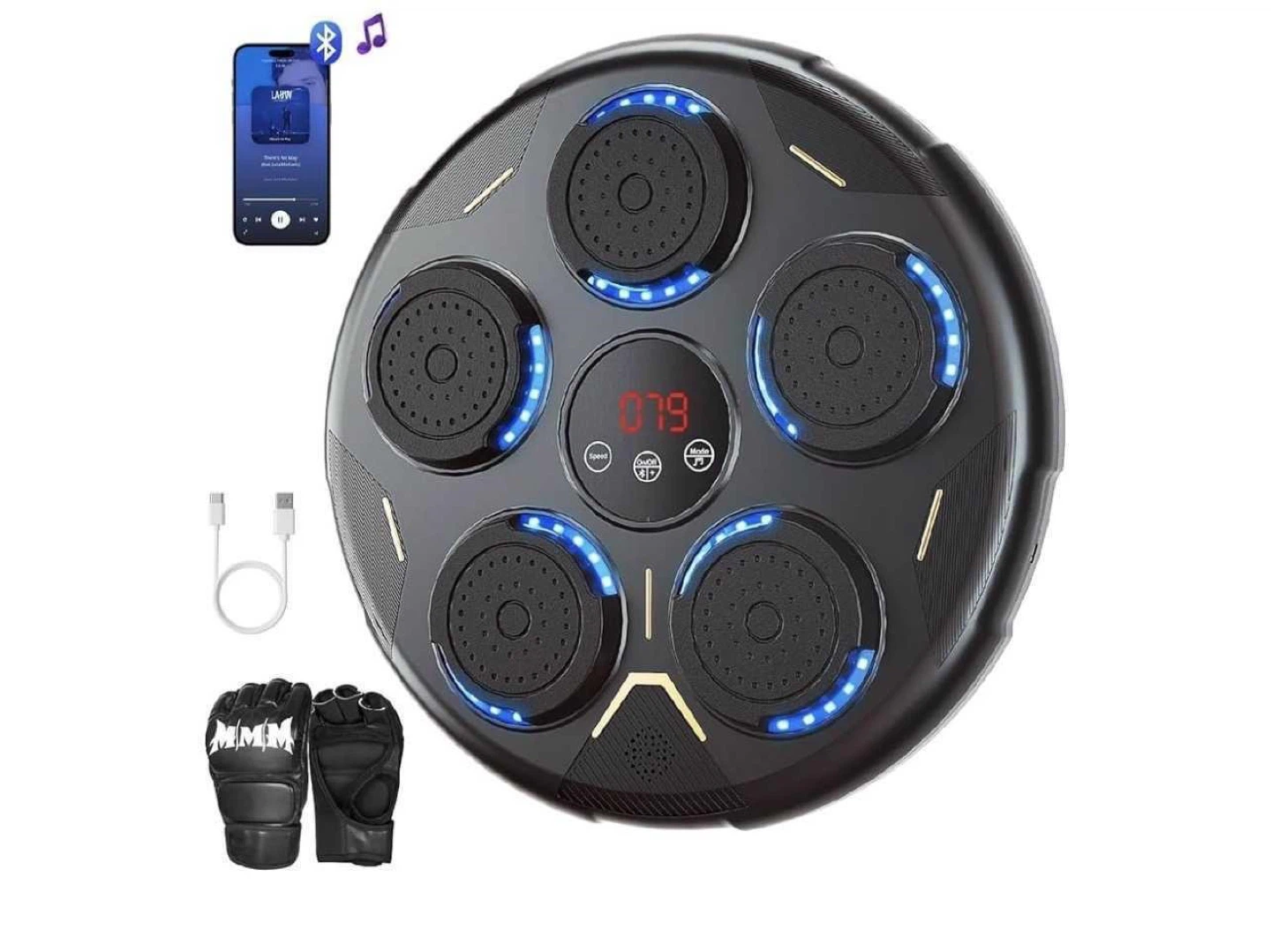 Smart Boxing Machine with Gloves and Charging Cable