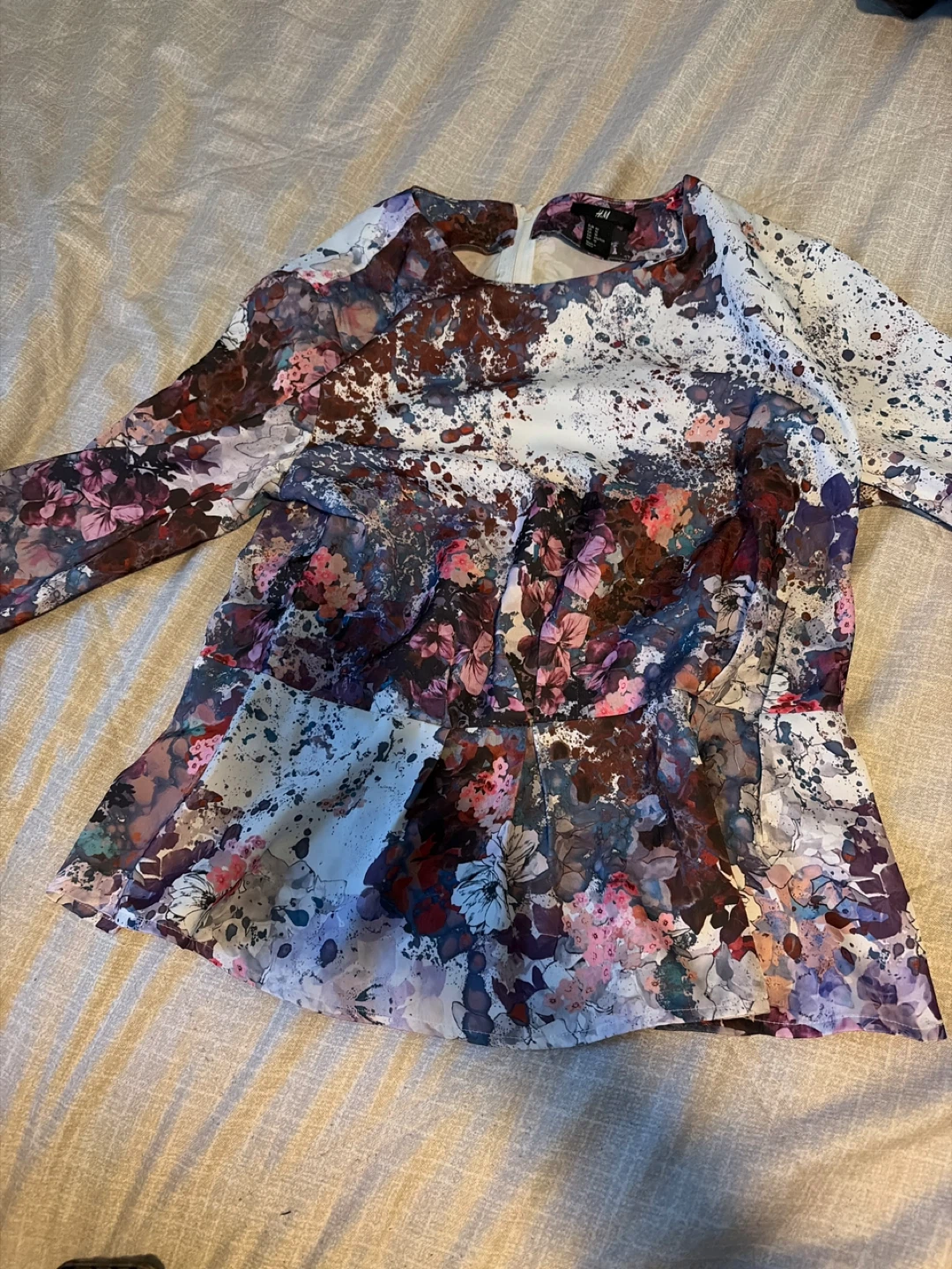 H&M Women's Floral Print Peplum Top Size 10 - photo 2
