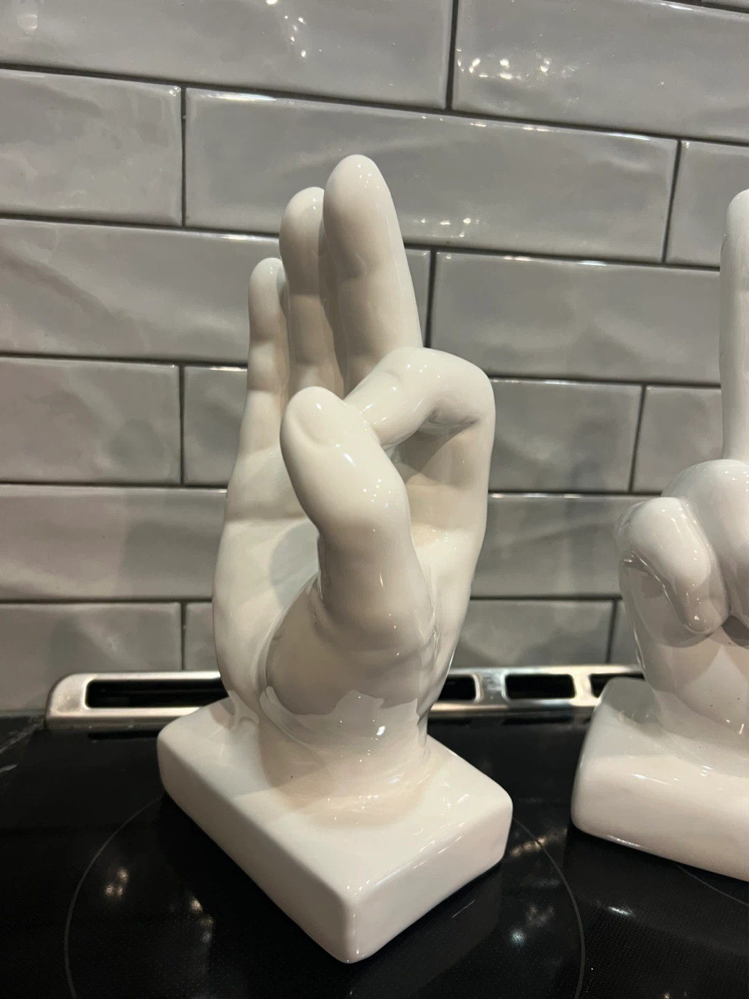 White Ceramic Hand Sculptures (Set of 3) - photo 2