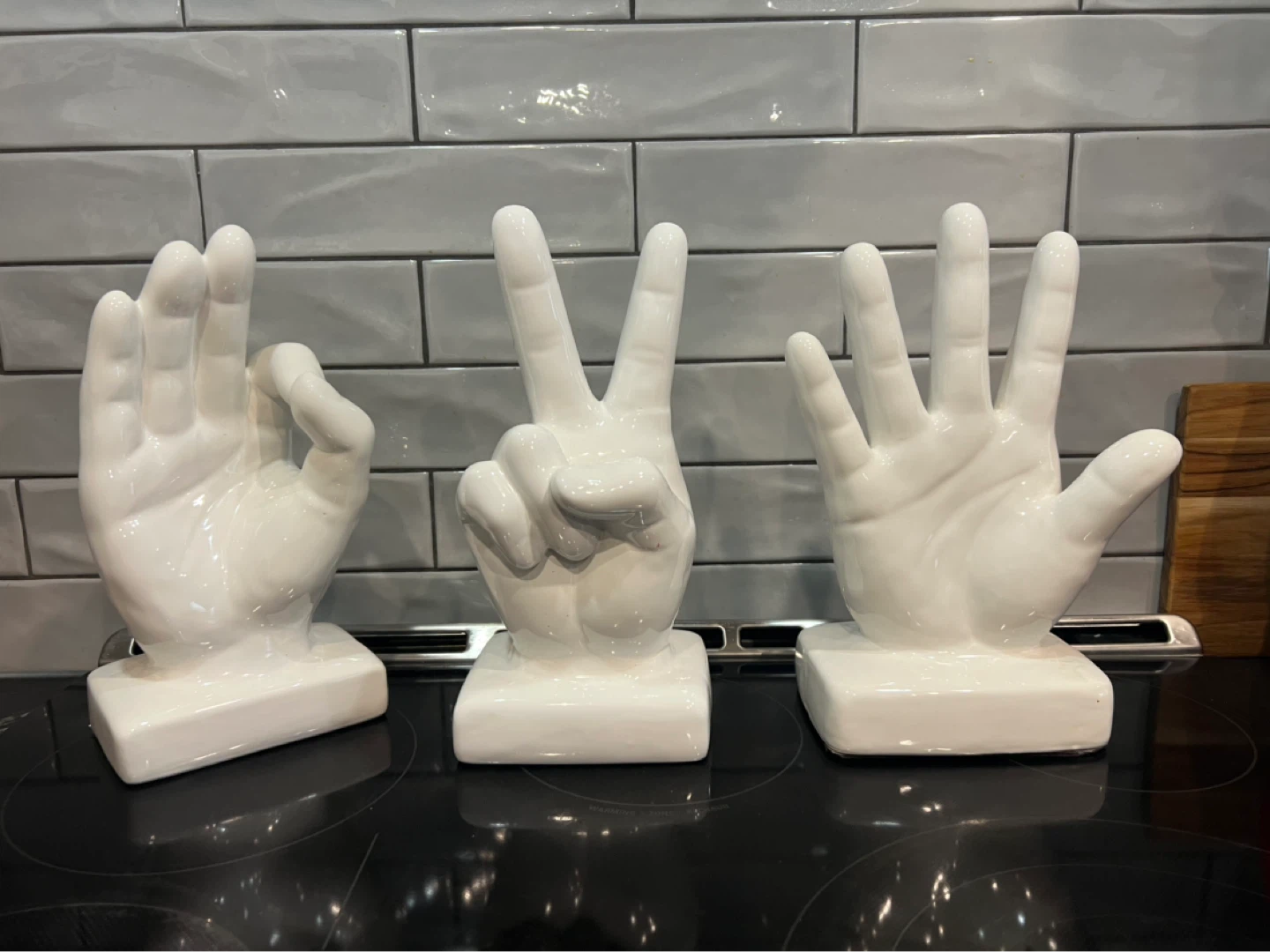 White Ceramic Hand Sculptures (Set of 3) - photo 3