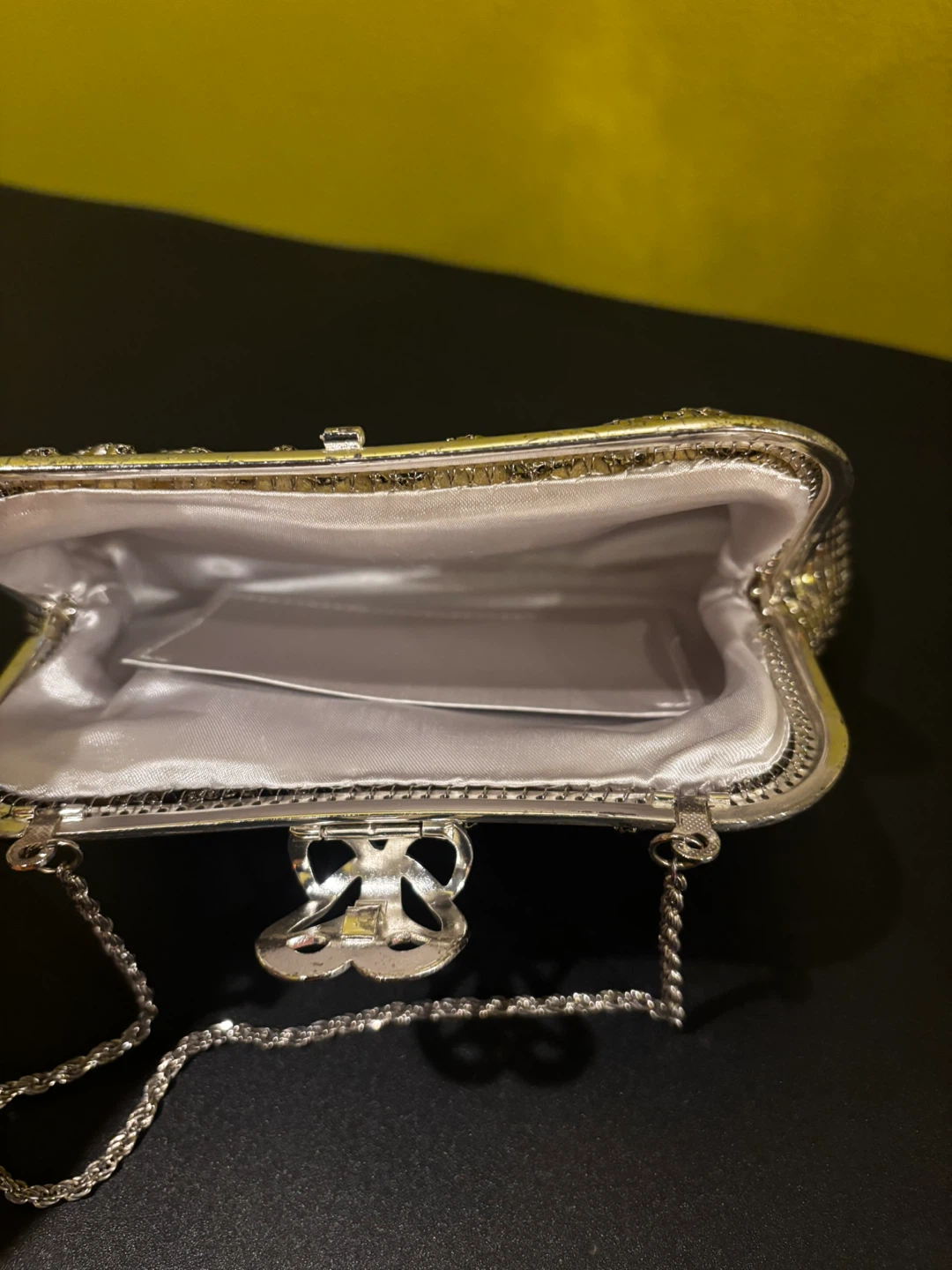 Silver Mesh Clutch Evening Bag with Chain - photo 4