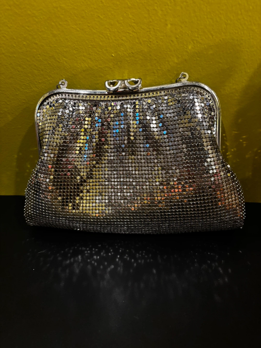Silver Mesh Clutch Evening Bag with Chain - photo 3