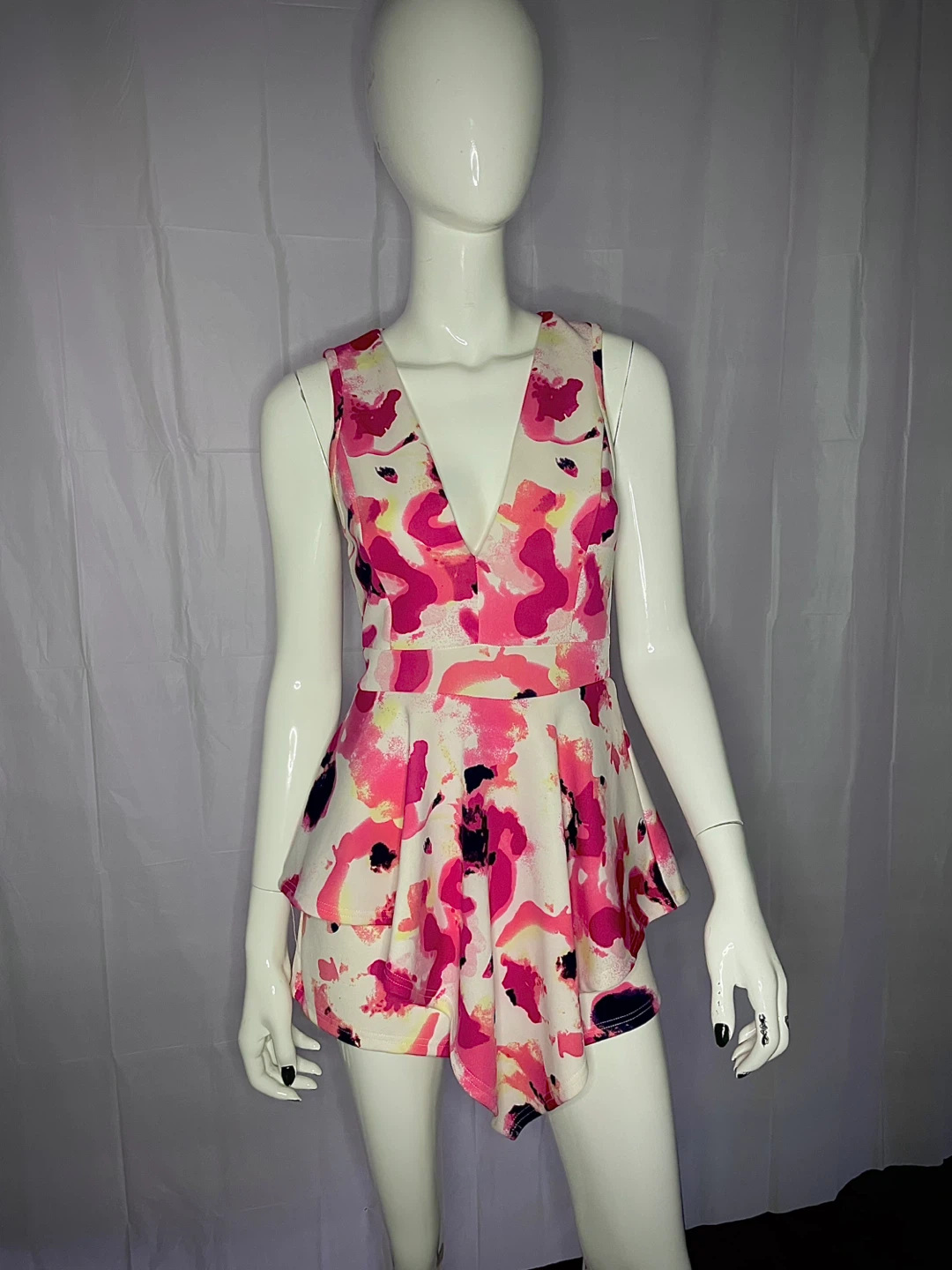 Women's Abstract Floral Print Romper - photo 2