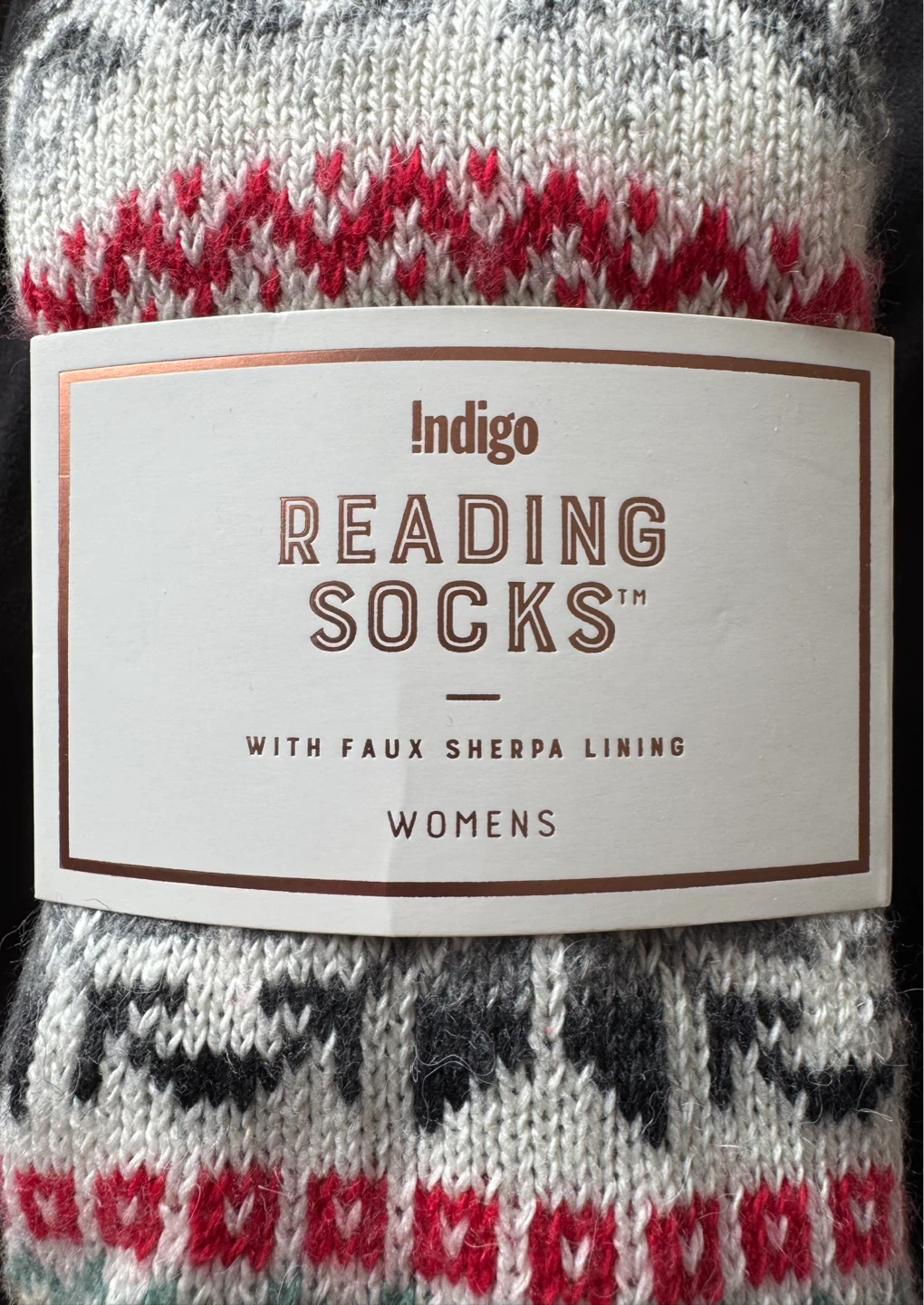 Indigo Reading Socks - Womens Faux Sherpa Lining