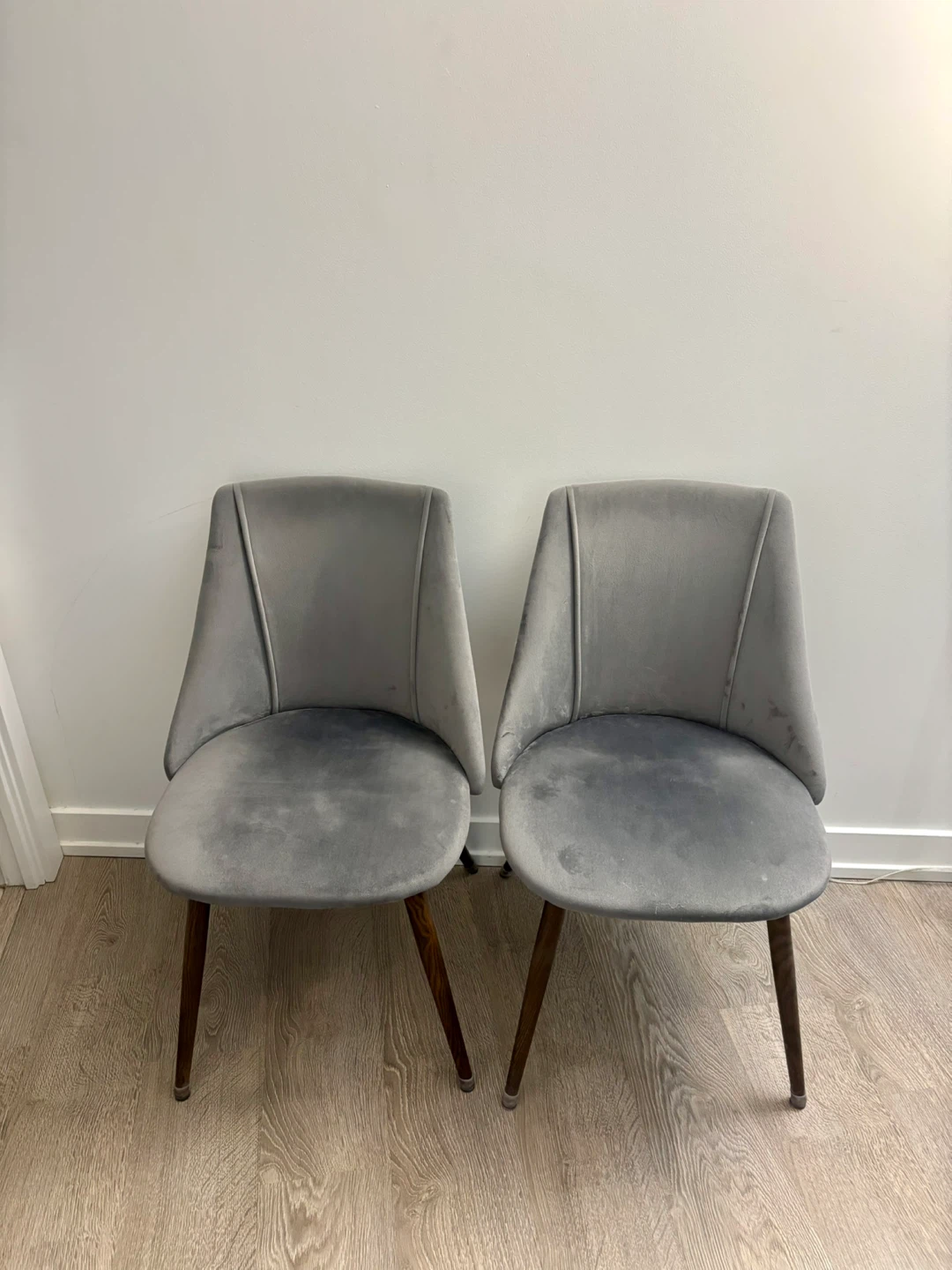 Grey Velvet Dining Chairs 2x
