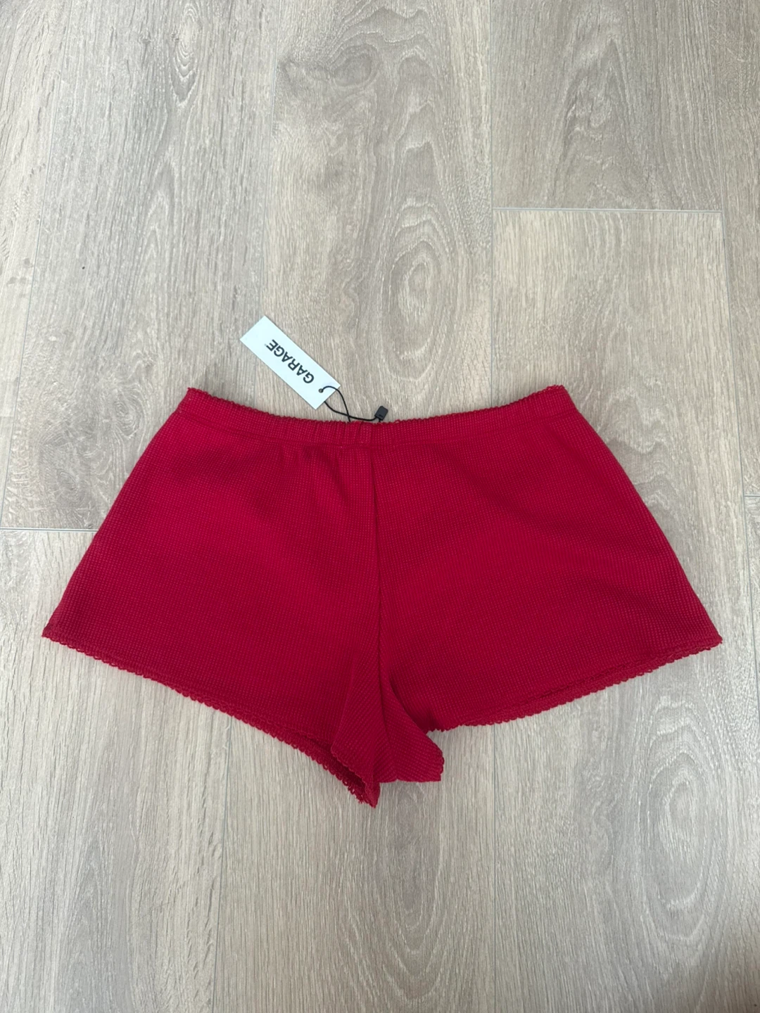 Garage Red Waffle Knit Shorts New - photo 2