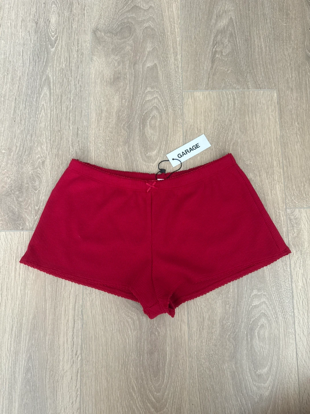 Garage Red Waffle Knit Shorts New