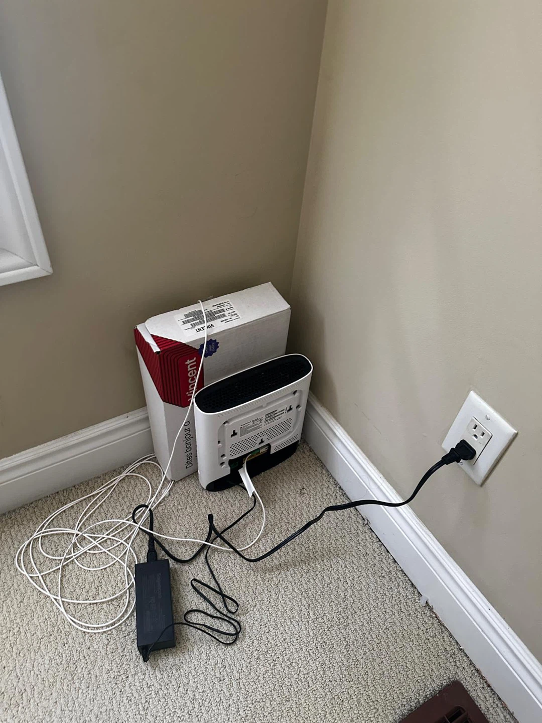 White Wireless Router with Power Adapter