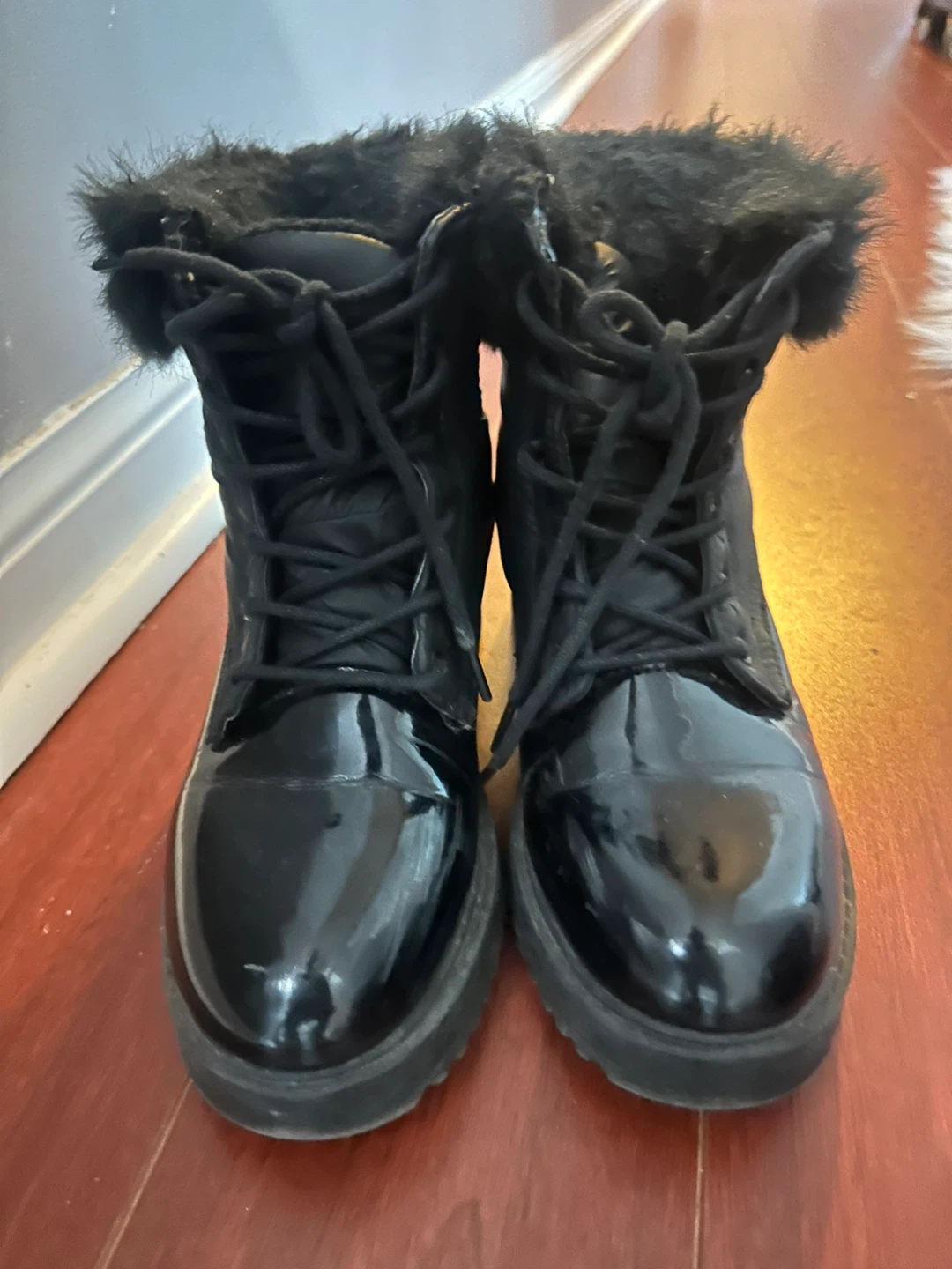 ALDO- Black Fur Lined Lace-Up Boots