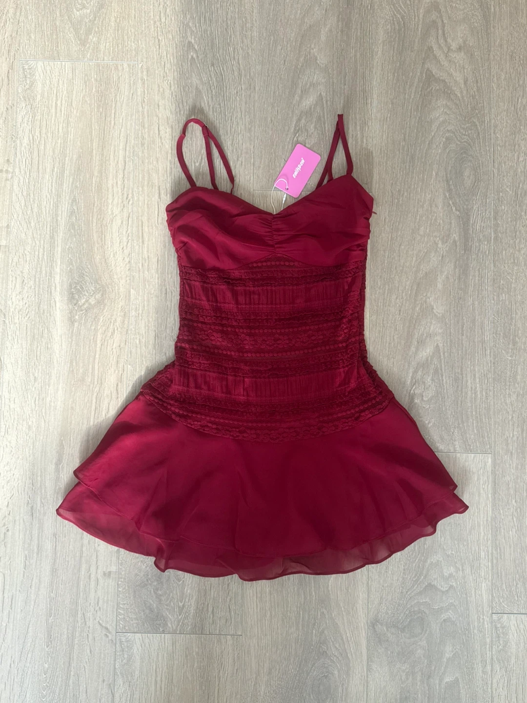 Edikted Women's Red Lace Mini Dress New