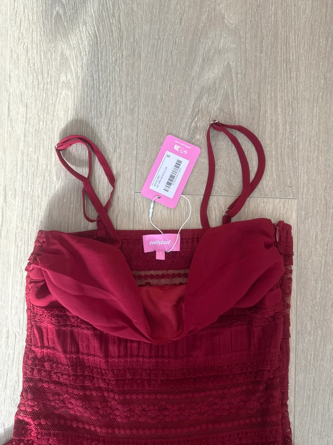 Edikted Women's Red Lace Mini Dress New - photo 2