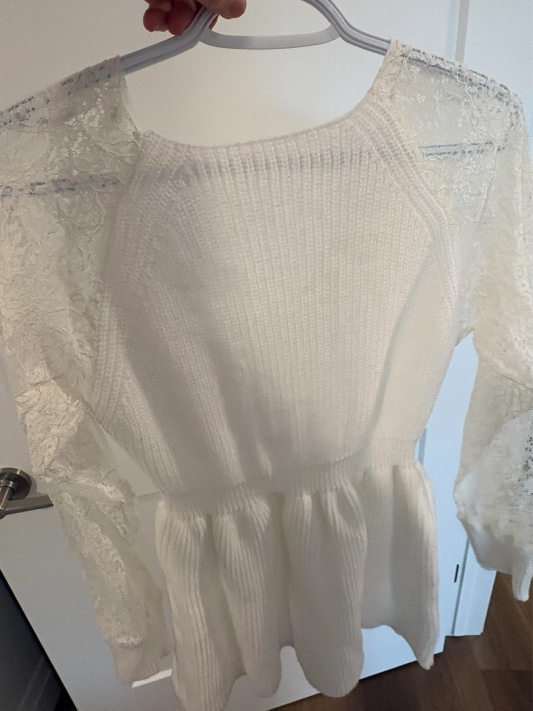 SHEIN White Lace Sleeve Sweater Dress - Size L - photo 2