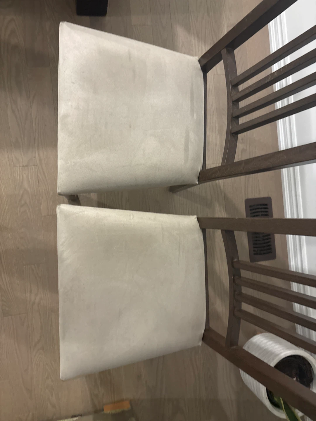 Set of 2 Dark Brown Dining Chairs with Beige Upholstery - photo 3