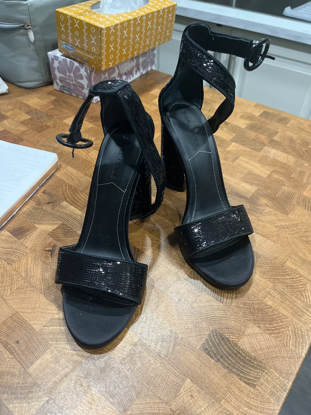 Kendall + Kylie Black Sequin Block Heels - photo 3