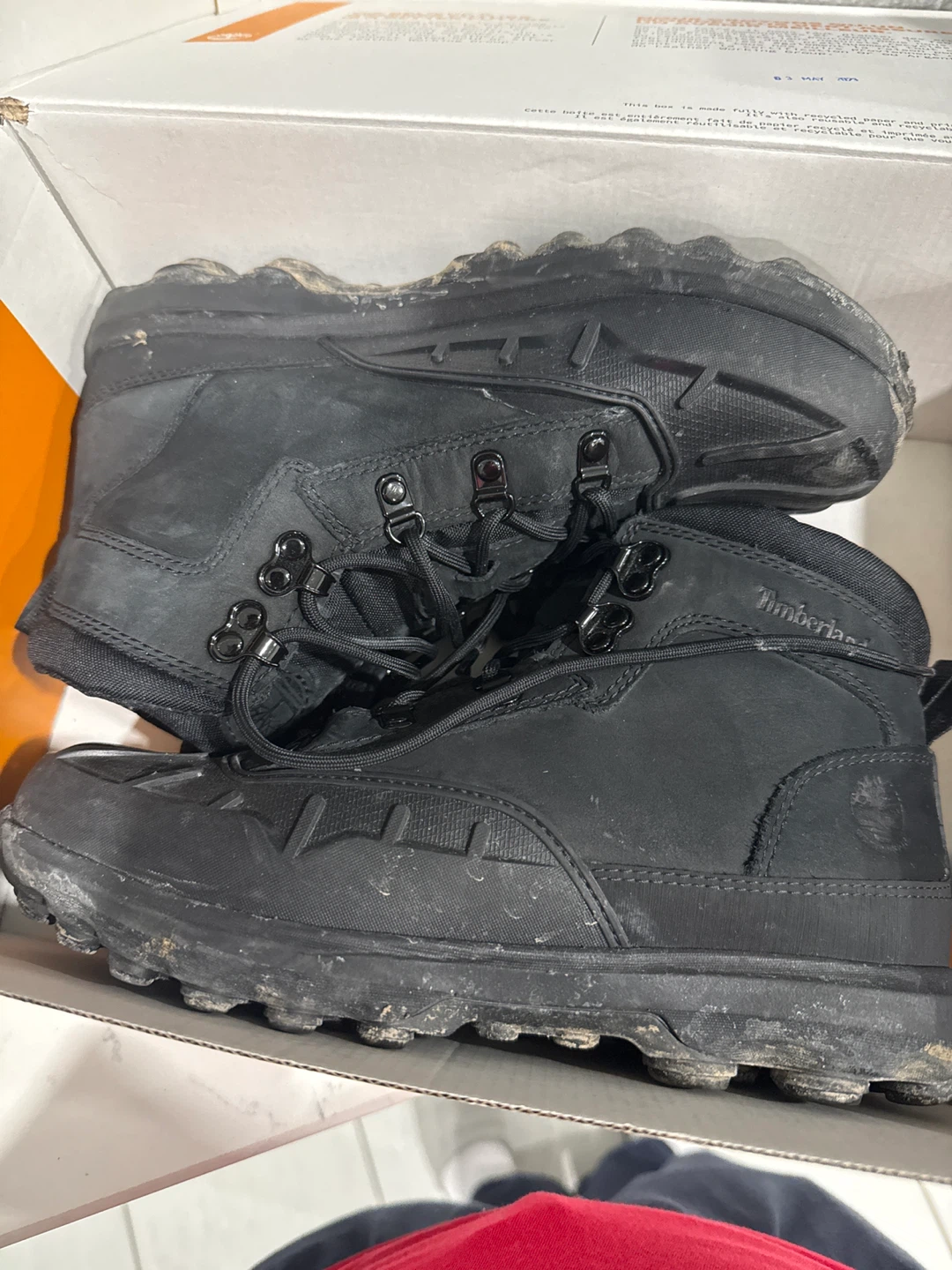 Timberland K Converge Mid Shell Toe Boots Black Nubuck Size 6 - photo 2