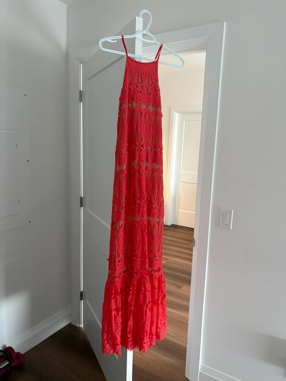 Love Fire Coral Lace Maxi Dress Size M - photo 2